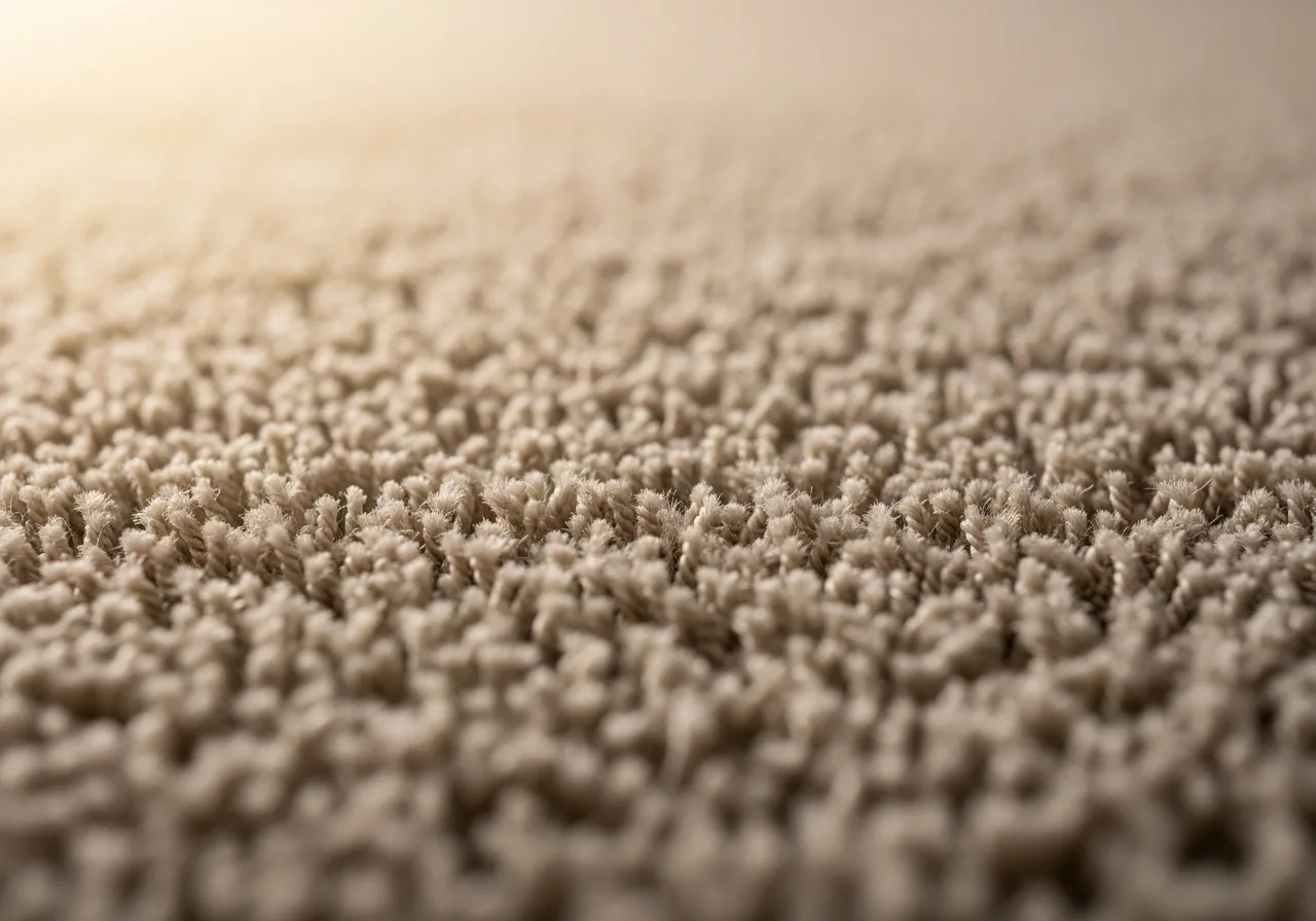 Close-up of clean carpet fibers after effective spot cleaning and stain removal