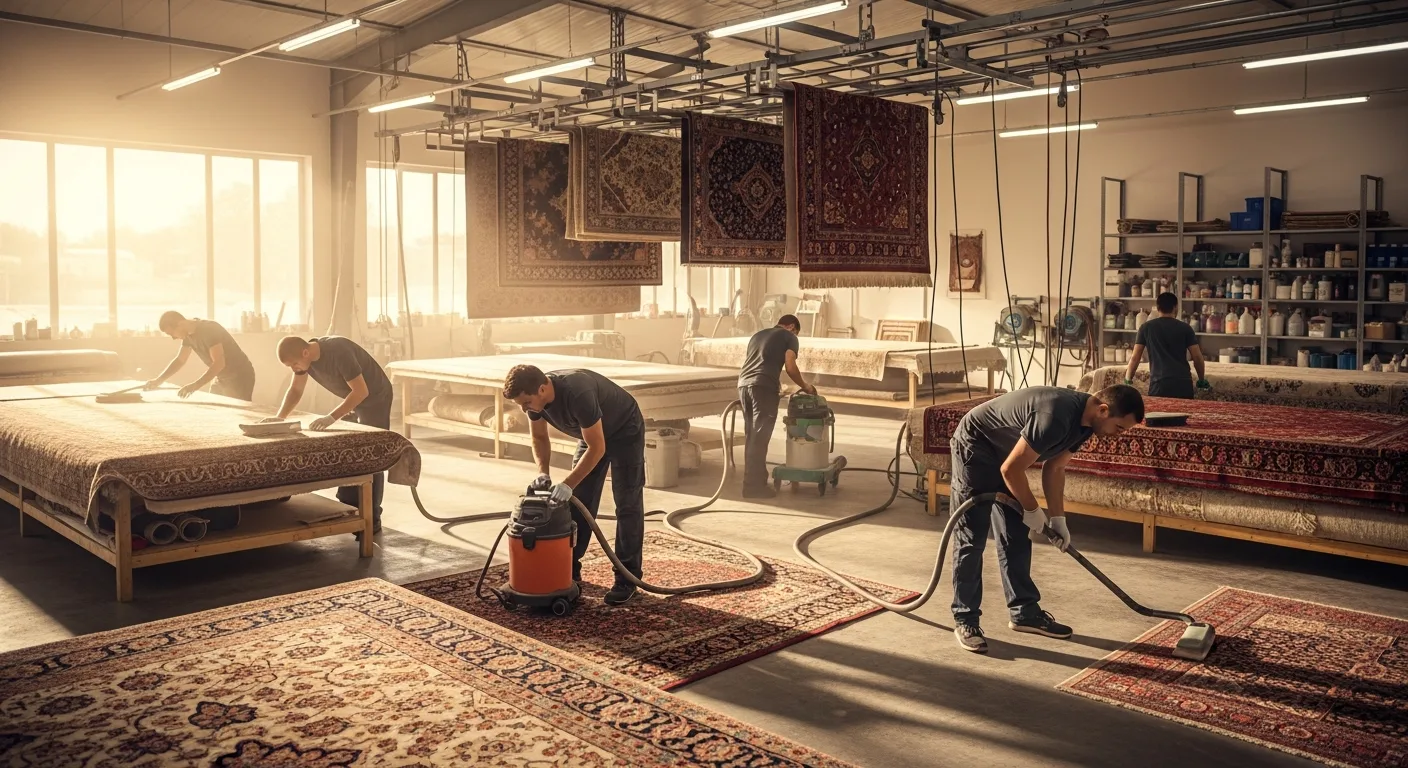 Inside our Chicago rug cleaning workshop